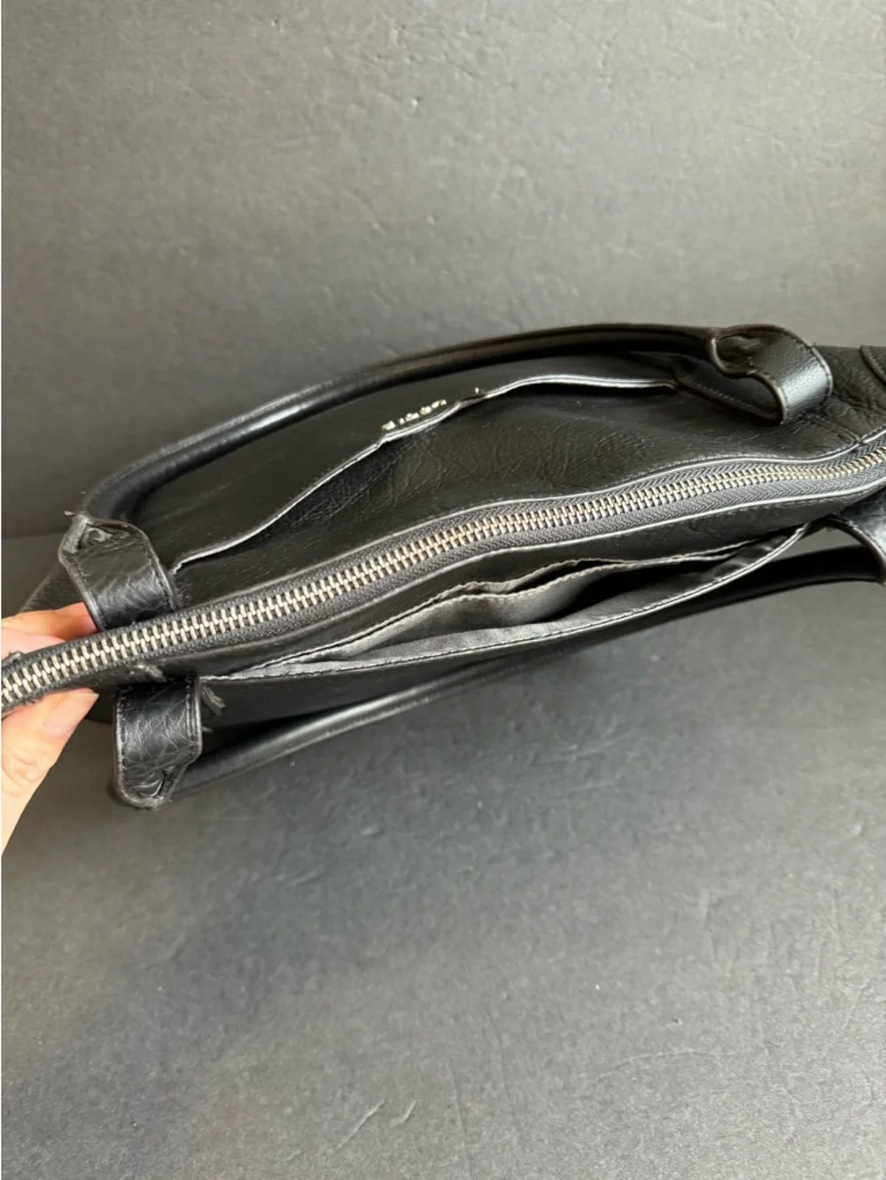 LODIS Black Leather Shoulder Tote Bag‎ Work Laptop Travel Purse